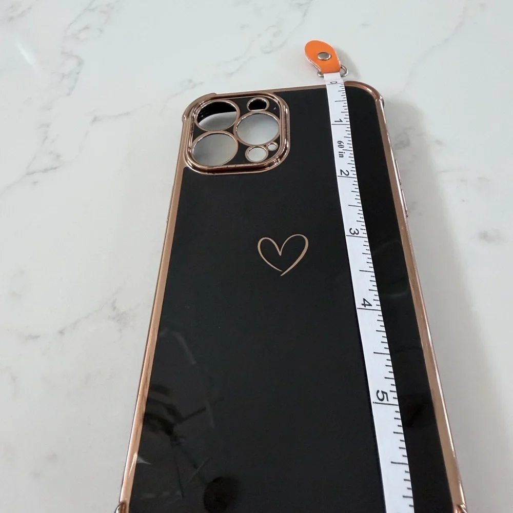 iPhone 13 Pro Max Elegant Black and Gold Heart Phone Case